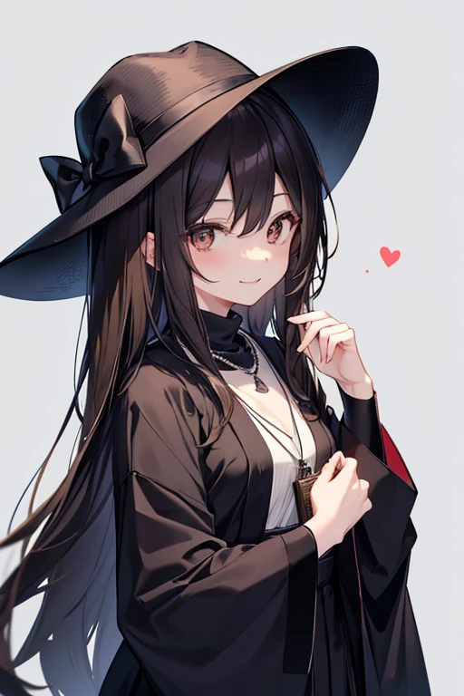 30 years old Japanese lady, wearing a black unwoven mask, bright brown long straight hair, wearing a black small boater hat and black dress, dark brown eyes, silver necklace, a little big eyes, a wristwatch on her right hand list, smiling a little bit, looks a bit lonely
