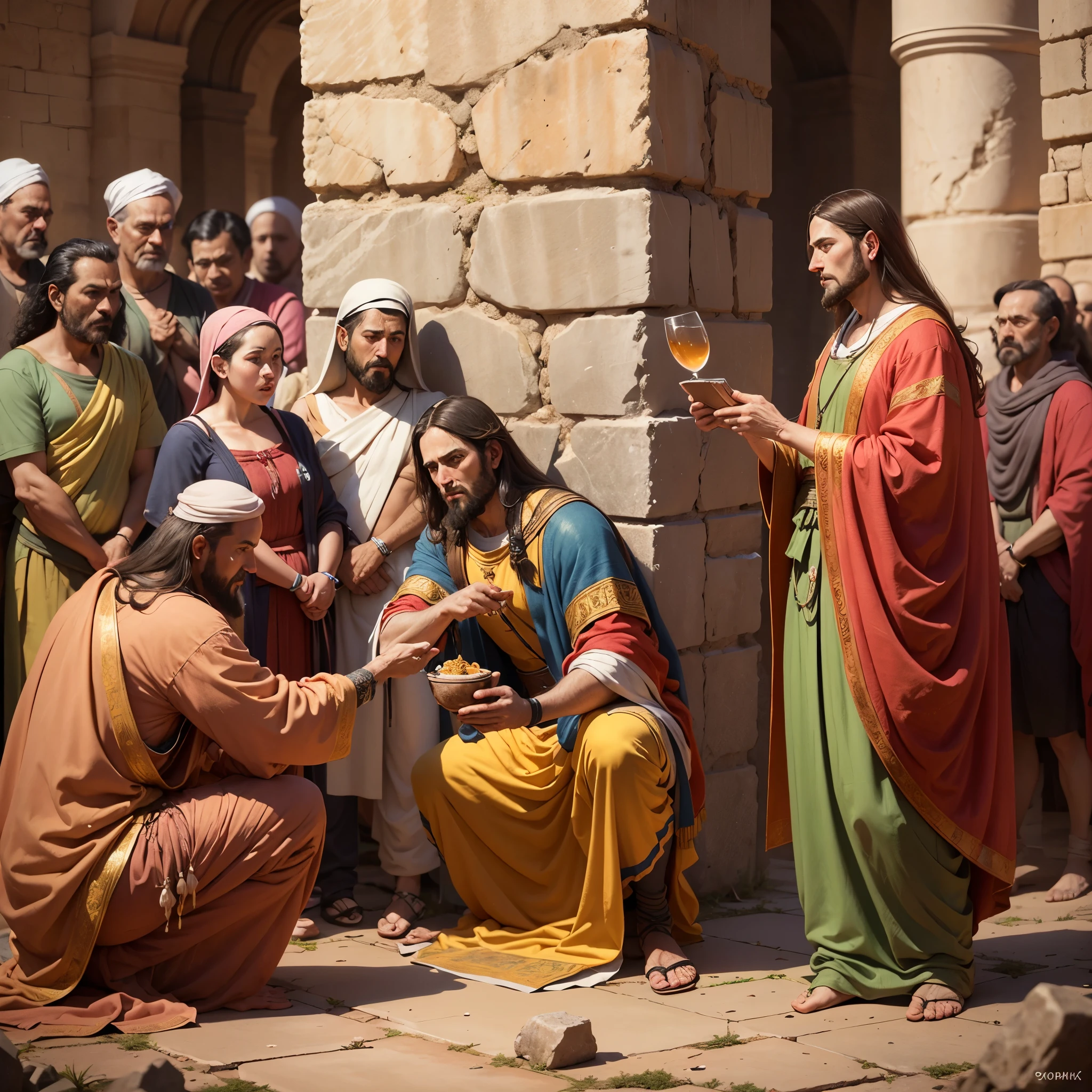 Jesus in the temple of Jerusalem full hd realistic with size 16:9 --auto --s2