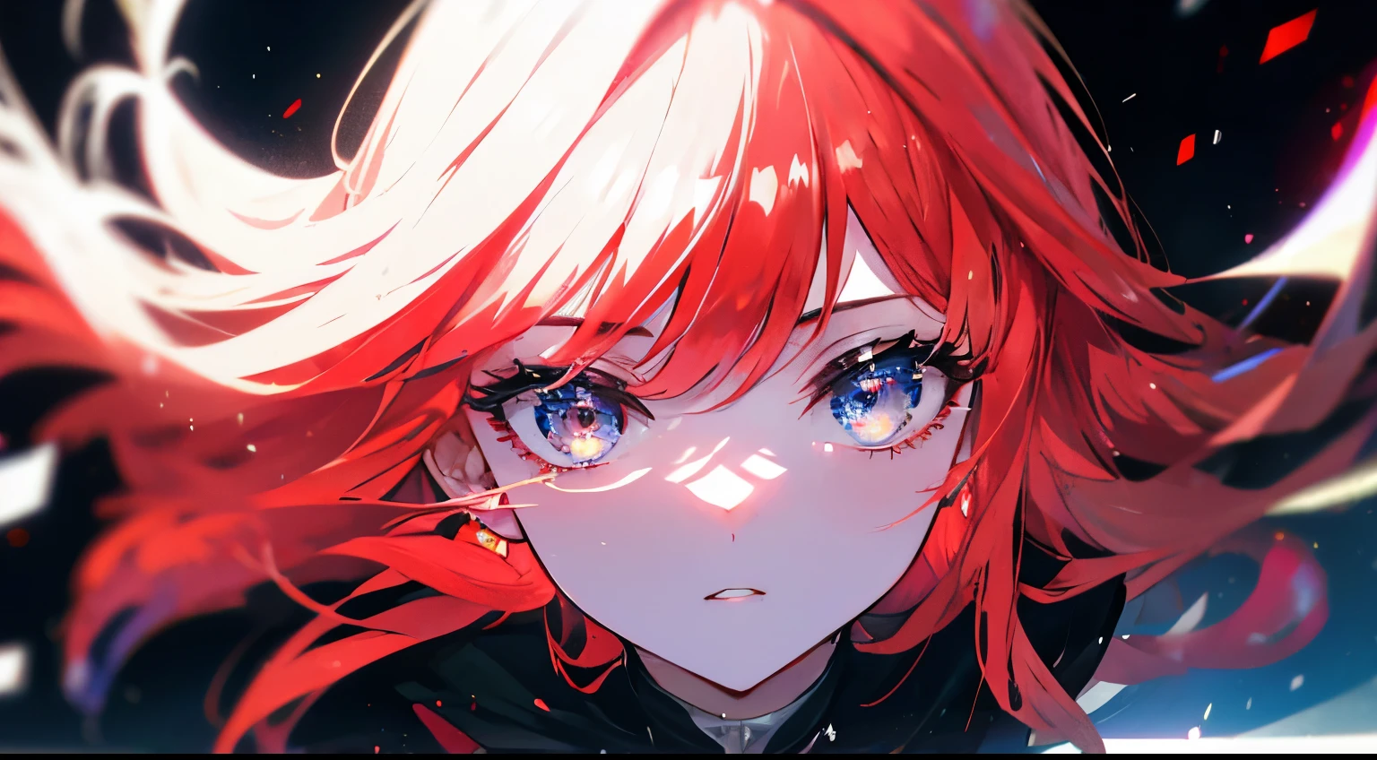 (arte de alta qualidade,anime,ultra-detalhado),(best quality,4k,8k,Altas,master part:1.2),beautiful detailed lips,olhos e rosto extremamente detalhados, cabelos longos, red hair,olhos brilhantes, olhos azuis, (Detalhe Olhos:1.3), Standing,City scenery