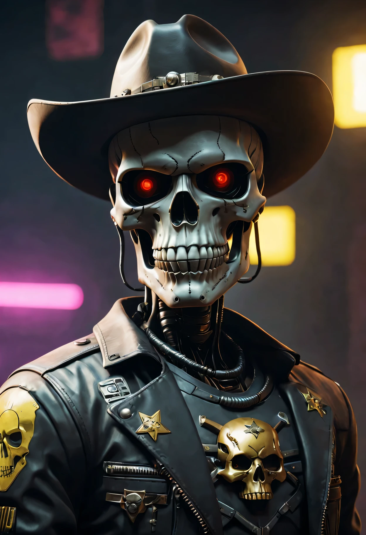 Skeleton Robot Cowboy Sheriff Cyberpunk 2077