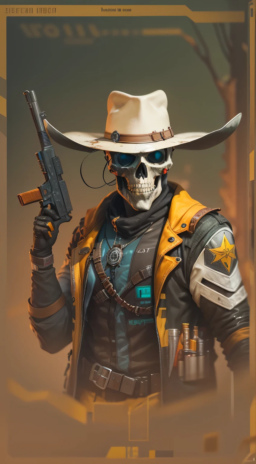 Skeleton Robot Cowboy Sheriff Cyberpunk 2077