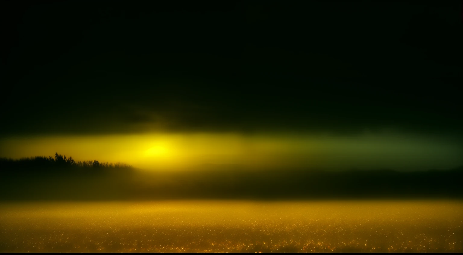 Dawn on the horizon, hope, loneliness, Yellow filter in the photo, death, mist, blurry, dark ambient, creepy flickering environment, Blurred camera photo, Frightening empty liminal spaces, light above, (Lowkey, flashlight, Yellow, early morning or night time:1.4),