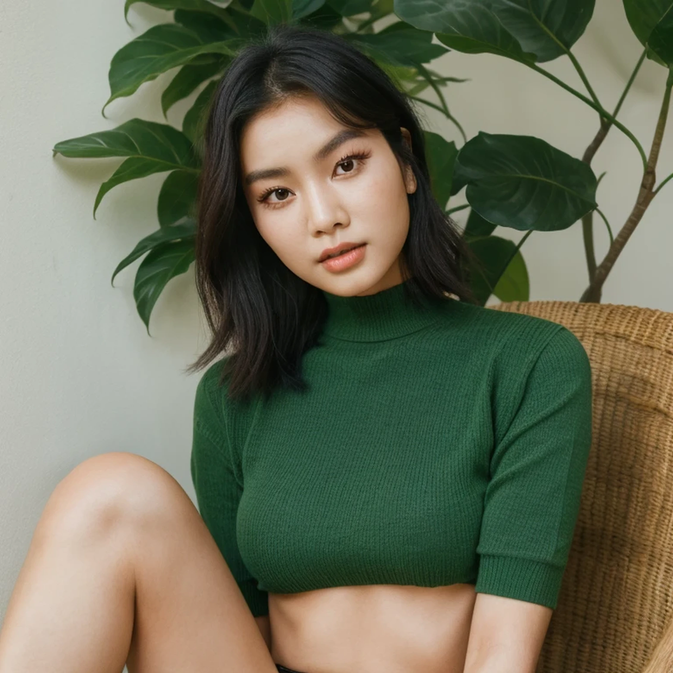 arafed asian woman con el pelo corto and a green sweater, Joven y adorable rostro coreano, portrait of female Korean idol, beautiful young Mujer coreana, Linda actriz coreana, con el pelo corto, Actriz femenina de Corea, gorgeous young Mujer coreana, young cute wan asian face, beautiful south Mujer coreana, Korean symmetrical face, chica linda-fina-cara, Chica coreana, Mujer coreana