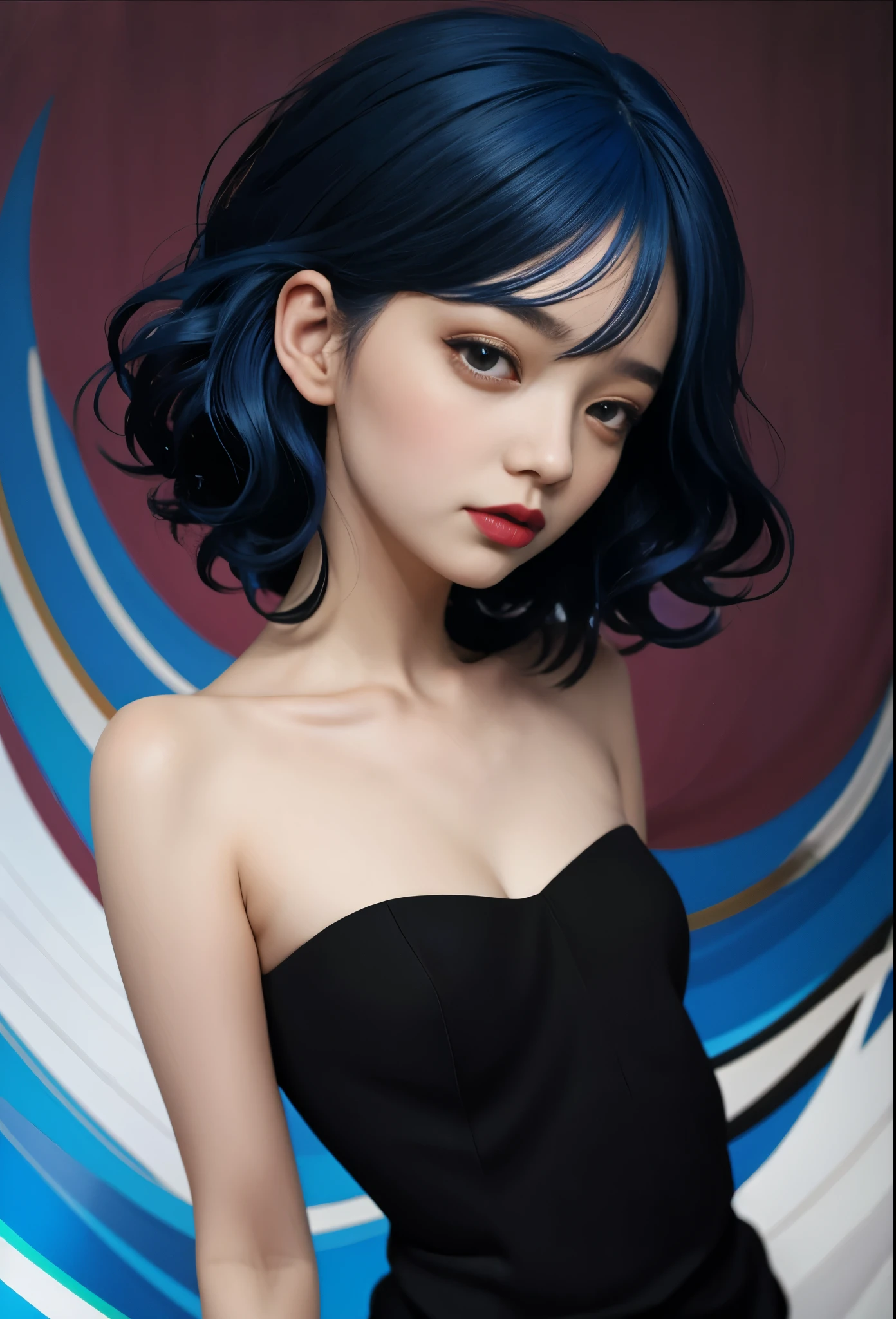 a painting of a woman with blue hair and a black dress, loish |, by loish, loish art style, artgerm. anime illustration, artgerm. high detail, artgerm and james jean, artgerm and ilya kuvshinov, ilya kuvshinov style, digital art ilya kuvshinov