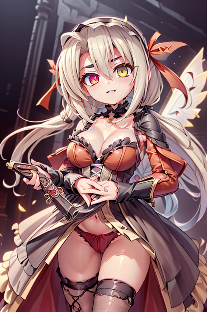 gran calidad ++ Extremely detailed high resolution, very aesthetic, ojos expresivos, (((Cara perfecta))), (((face symmetrical))), ((good anatomy)), (((manos perfectas))), (((8k))), UHD, Fondo de pantalla HD, (((alta calidra detallada, (((1girl))), (((Date A Live))), (((Kurumi))), (((Illyasviel von Einzbern))), (((mature female))), ((((cuerpo completo)))), (((heterochromia))), (((cabello negro))), (((Milficación))), (((hembra madura))), (((hombros estrechos))), (((pechos grandes))), (((cintura estrecha))), (((ta goth dress))), (((dress))), (((ribbon))), (((gothic fashion))), (((gothic))), (((Flintlock Pistol))), (((Musket))), ((((hands occupied)))), ((((holding arms)))), (((18 year old beautiful girl))), Dedos detallados, Dedos precisos, Manos no antinaturales, strange eye, ojos rojos, escote, colas gemelas de pelo negro,