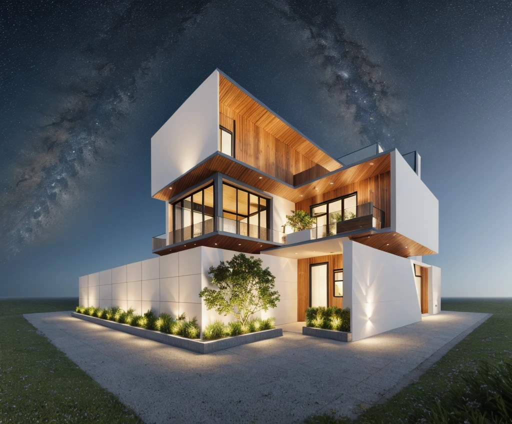 ((1 morden house like egg format)), main material by ((white wall)), 1large yard, 1 road runs in front of the house, (((VERTICAL WALLs was covered by white color))), (RAW photo, real, best quality, masterpiece:1.2), look morden minimalist, 1 road in front of the house, dynamic lighting:1.3, (hyper realistic, photo-realistic:1.2), high quality, (dark lighting:1.2), perfect lighting, archdaily, no human