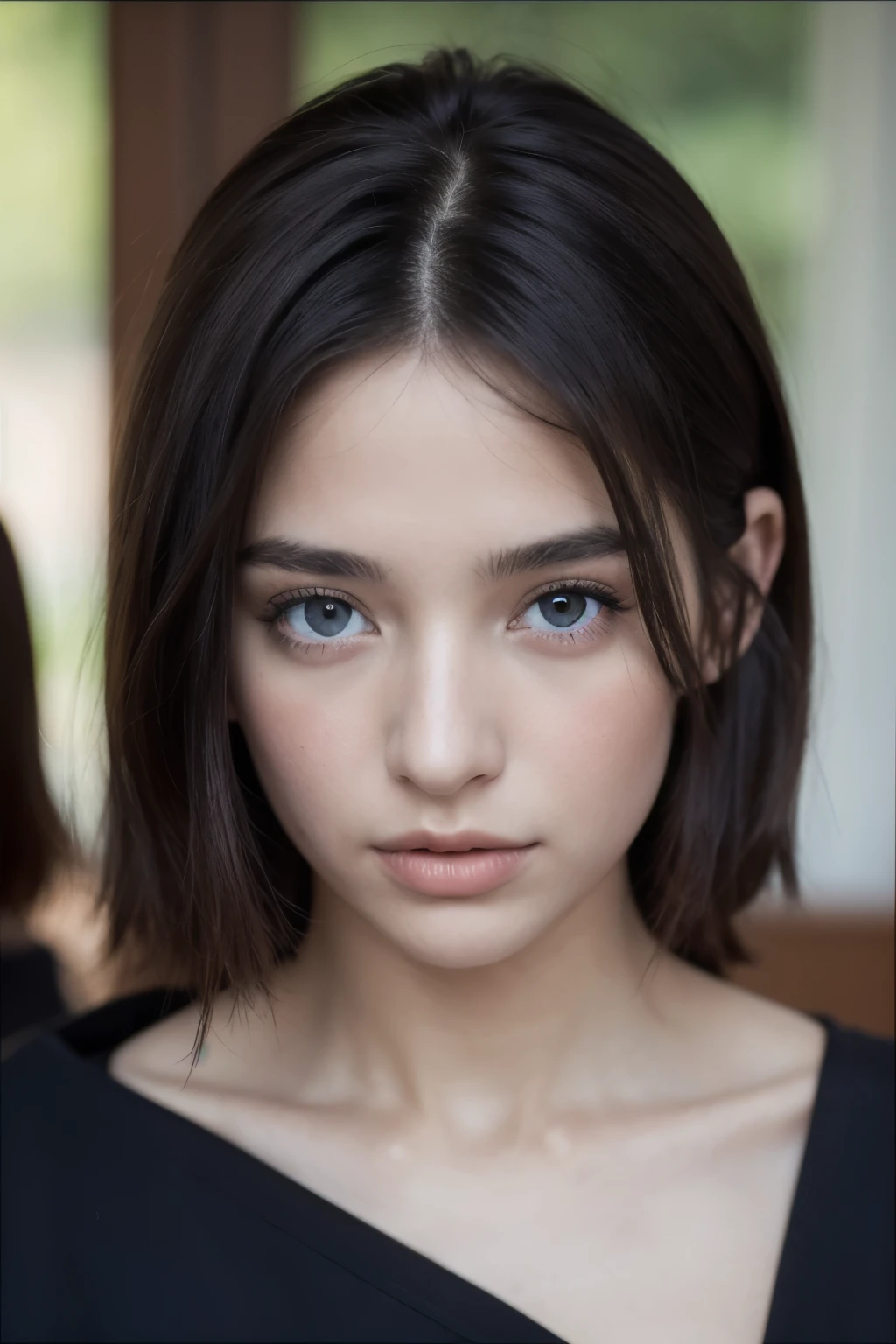 3 filles, brune, yeux bleu, nuisette transparente,
