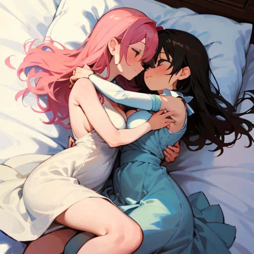 Two girls Eroi Dresses They hug each other and capture one person. breast smothering On a plush bed Lovely room large full breasts I bury my face in my chest and suffocate. boob chalk