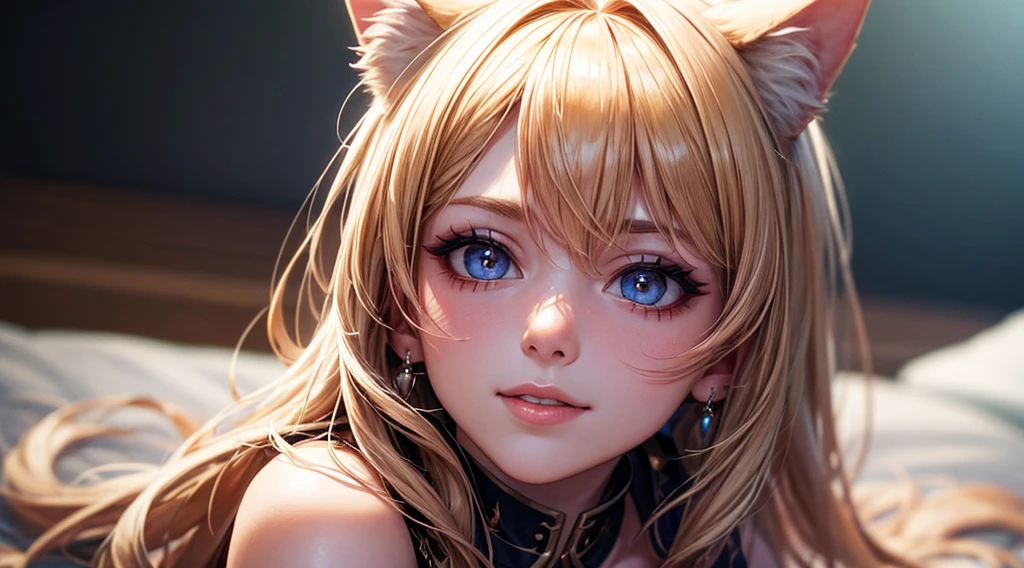 Cinematic footage, full medium closeup, a gorgeous 18-year-old kemonomimi woman soft pale skin, cute and youthful face, well-defined eyebrows, delicate nose, plump and round lips 1.4, ultra-detailed,  

photo-realistic, depth of field, cinematic lighting, IMAX camera, HDR, DTM, Full HD, 8k, flared, medium breasts, slim, smile, standing, 8K picture quality, sexy seduction, realistic:1.37 long, flowing:1.1 luscious, plump:1.1 

sparkling sequins:1.1 subtle, 0.9 soft, warm:1.1 best quality, 4k, 8k, highres, masterpiece:1.2, realistic, photorealistic, photo-realistic:1.37, ultra-detailed:1.1 busty animal ears, beautiful, detailed ears:1.1 best quality, 4k, highres, 

masterpiece:1.2 detailed, piercing eyes:1.1 4k, 8k, highres, masterpiece:1.2 very three-dimensional: 1.2, (3D: 0.5, realistic: 0.5, photorealistic: 0.5), (Sharp focus: 1.5),  (sharp focus:1.2), (beautiful face:1.1), (eye makeup:1.2), (tight body:1.2), (highest quality), (8k, best quality, masterpiece:1.3) ((masterpiece, best)), (best illustration), (high detailed skin:1.2)