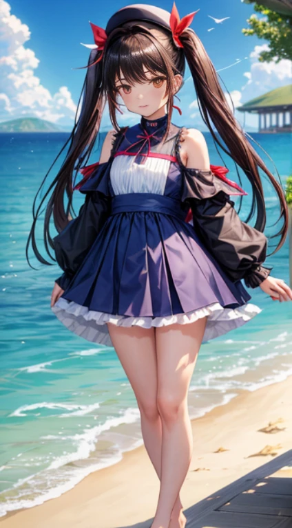 1girll,刘Mare,Bare legged,Bare shoulders,赤the feet,sandbeach,The bird,Black hair,蓝daysiee red in the face,Bow knot,pigtails,,with brown eye,Clouds,多云的daysies空,Condensation Trail,daysies,The clothes ar,the feet,full bodyesbian,Hats,horizon,Mare岛,knees,lake,lighthouse,long whitr hair,Look at the observer,mont,多mont的horizon,Mare洋,exteriors,palmeiras,sand,scenecy,Mare鸥,Mare,