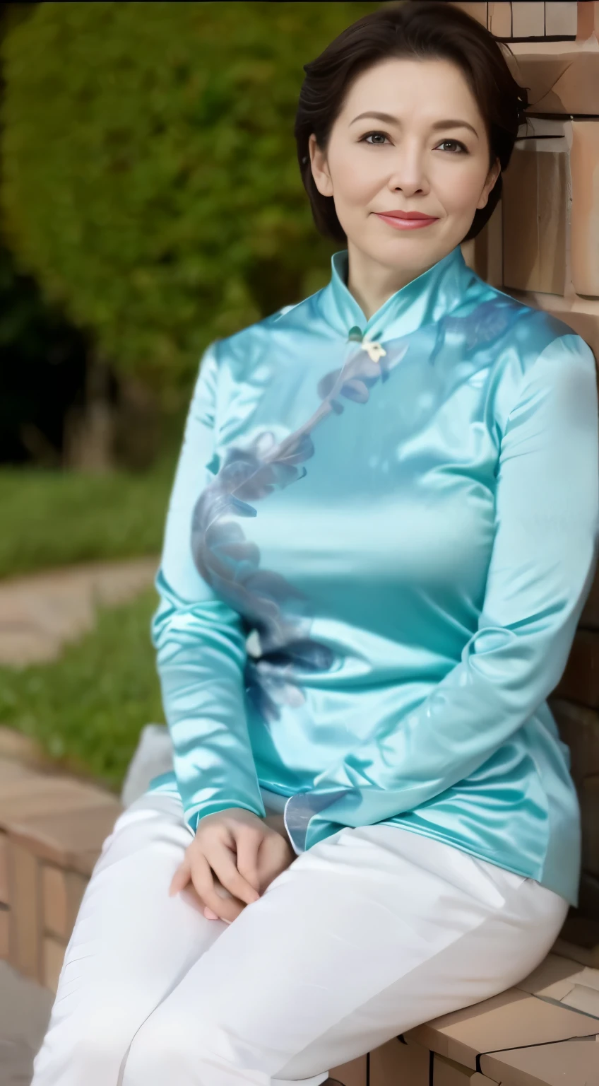 47 years old,Elegant feminine,Happy and charming,Fine wrinkles at the corners of the eyes