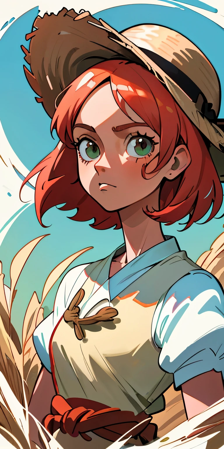 Jovem branco de cabelo marrom, straw hat with red ribbon, Digital anime illustration, arte de anime digital detalhada, illustration Anime style, retrato estilo anime, arte digital estilo anime, estilo de arte loish, arte de anime digital, Rosla 1. 0, Artgerm e Atey Ghailan, fanart detalhado, Rossdraw 2. 0, retrato impressionante do rosto do anime