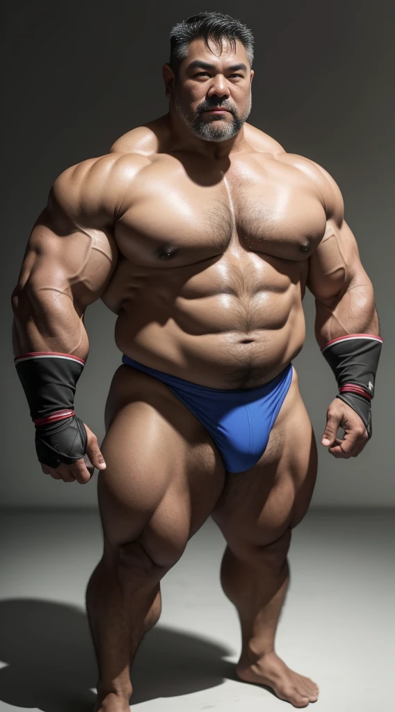 Middle age,the only person,male people,Muscle wrestler,musculous,Stout wrestler,Asian people,Uncles,60岁的Middle age,Short hair details,Short hair details细节,Wrestling Bootle Mannequin,Panorama characters,WWE ring,WWE American professional wrestling,spotlight lights,cellshading,imagining,briefly,age 55,Middle age,tattoo iingerless gloves,Wheat-colored skin,oilly skin,Dark skin,Show off your chest muscles,Sumo wrestler,body builder,Wide sideburns,Pronounced abs,ssmile,White hair,(Full body like:3),Hands are very thin,solid color backdrop,with a pure white background