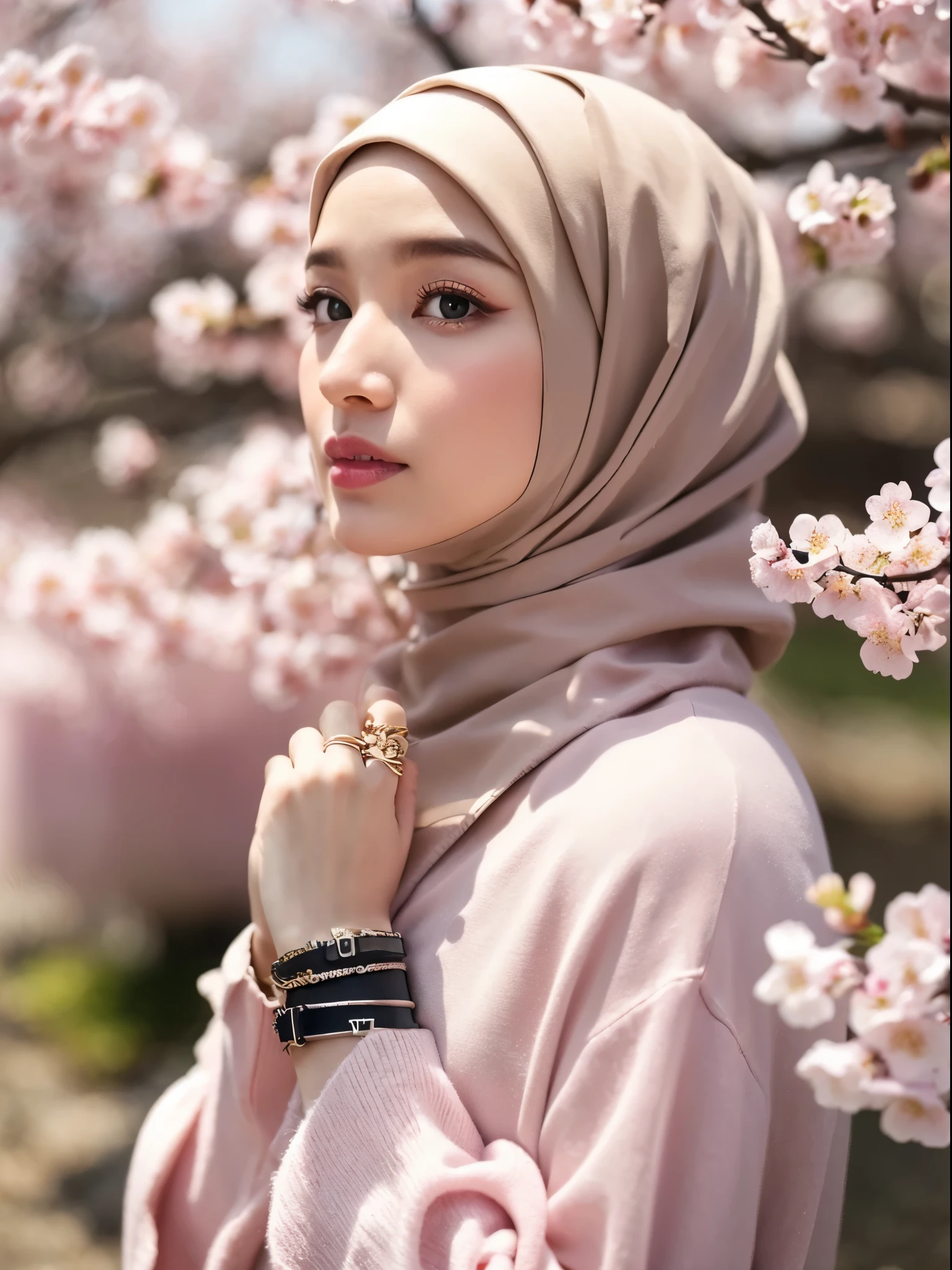 hijab, cherry blossom