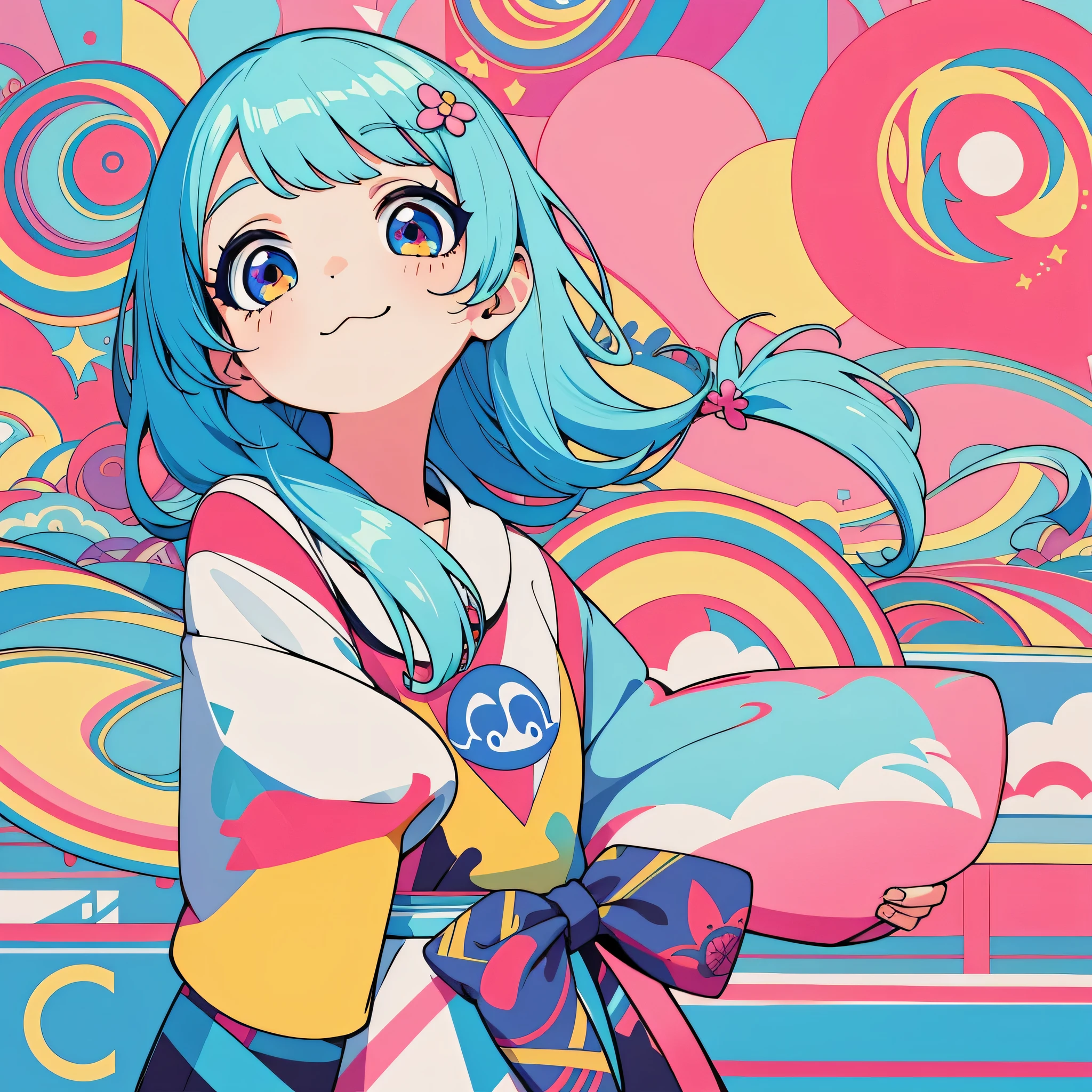 hightquality、A logo、colorful backdrop、Kawaii Girl