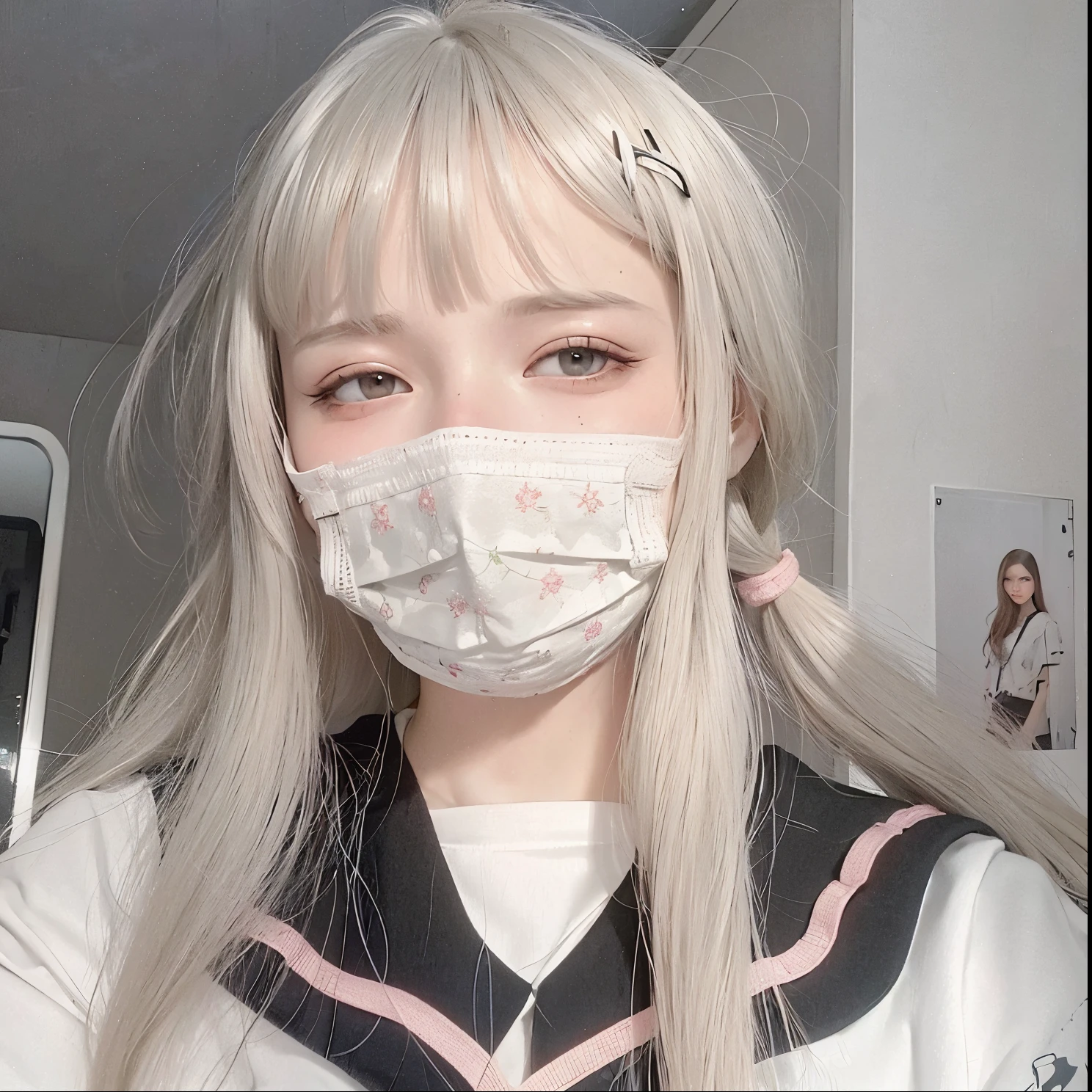 Blonde girl with pink eyes and white hair with a teddy bear, Branch Range, branco hime corte penteado, cabelo whitebangs cabelo, longos cabelos brancos e franja, menina com cabelo branco, cabelos brancos rosto bonito, cabelos brancos da nuvem, kawaii retrato realista, Cor do cabelo branco, pale young ghost girl, cabelos lisos brancos, com cabelos longos brancos, cabelos brancos e fringy