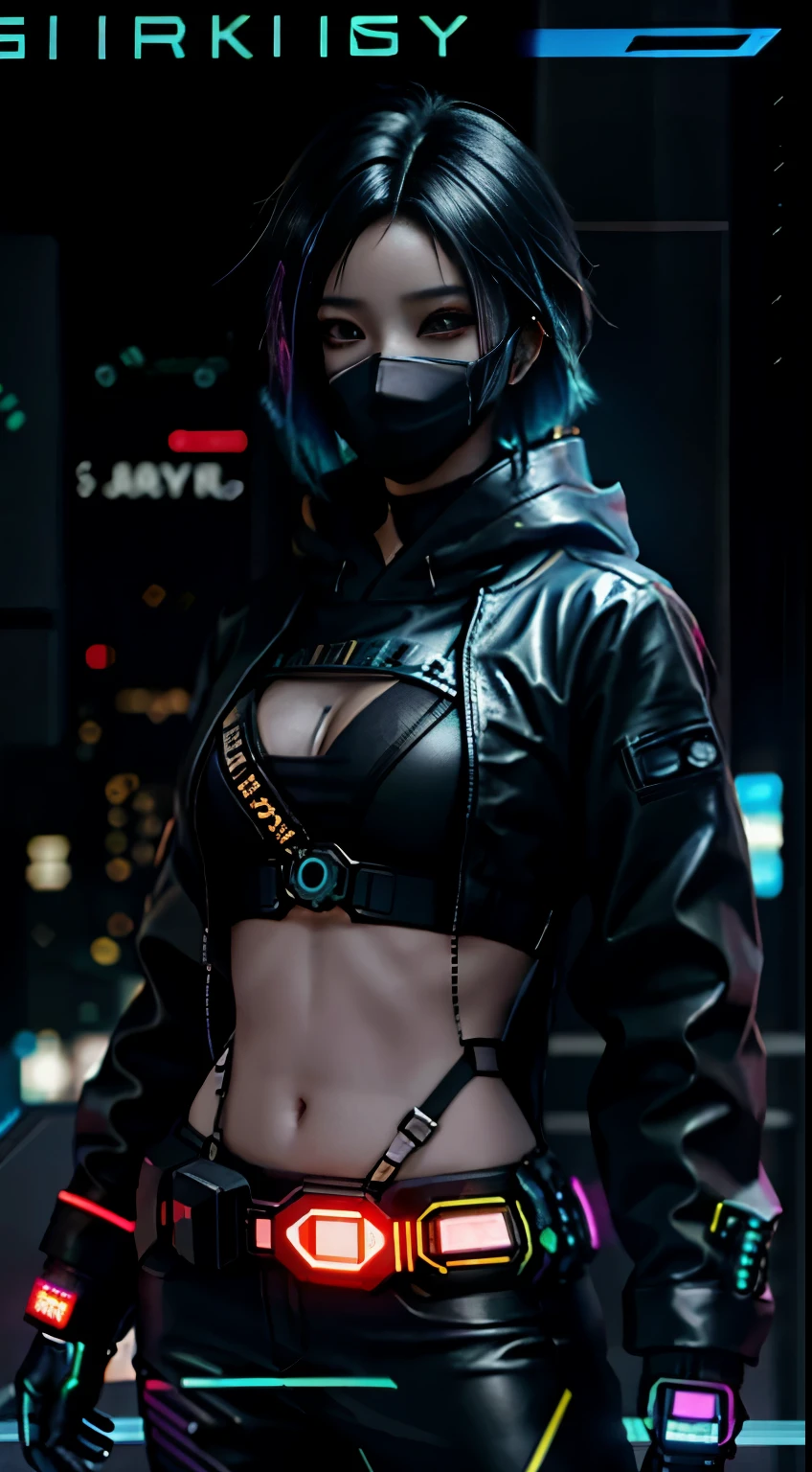 upper body, 1girl, loli, solo, Eye focus,Masterfully crafted Glow, pink lens flare, Cinematic background,colourful, hyper details, hdr, ultra detailed eyes, mature, plump, rainbow painting drops,(supermodel:1.3), indoors, (bioluminescent hair:1.1),(glowing eyes), ((makeup)), fierce, powerful, splashes of colour absolutely eye-catching, dynamic angle, beautiful detailed glow, ambient occlusion, ambient light, raytraced reflections, retro style, living arcade characters, arcade style world, gloves, jacket,weapon, shorts, black gloves, black jacket, drill hair, black shorts, eye wear on head, bubble blowing, chewing gum, (Cute face:1.3),