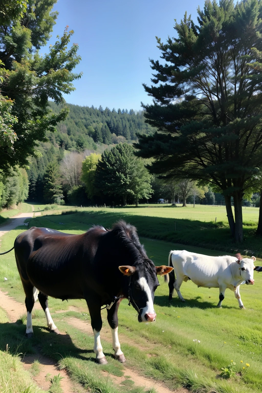 ((Best quality at best)), ((tmasterpiece)),A group of cattle in the pasture