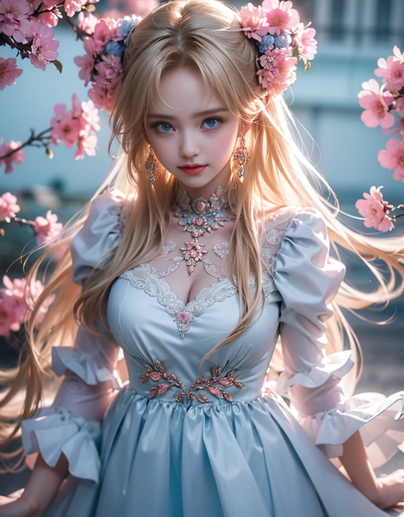 tmasterpiece,Highest image quality,super detailing,Best quality at best ,Extremely Delicately Beautiful, Very meticulous,Best quality at best, offcial art, extremely detaild的 CG unified 8k wallpapers, portrait photo of, The most beautiful look,blond hair blue eyes,Radiant skin and radiant eyes, pretty skin,(Detailed lighting:1.2), (Beautiful and detailed light:1.3), deep understanding, beautiful nude color, iintricate, digitial painting, smooth private parts, Focus sharp, The end of the world, Epic reality,looking at the camera in, (HighDynamicRange:1.4),facing at the camera, (pastel colour:1.4), Beautiful big breasts,The end of the world的, giving up, com cores neutras, natta, Screen space refraction, (Complicated details, ultra - detailed:1.3), art stations, Cinema lenses, vignet, the complex background, buliding,Enchanted smile,face flushed,the shy,detailed back ground,(Various colors of dream catcher earrings missing color,white colors,in pink,purpleish color,red colour,blue colors,orange colors,green color,cyan colors,,),sexy and sultry,(Obscenity exposed,Camel toes,Sort out your darkness, Bushy hair,),The sexiest look,(Black Peach Milk Tea Smooth Velvet Versailles Dress,),Ultrathin,Lace,semi transparent,