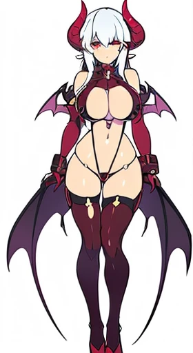 (((Best Quality))) , ((full body)), reference sheet, solo, (white background), demonic girl, horn, succubus,