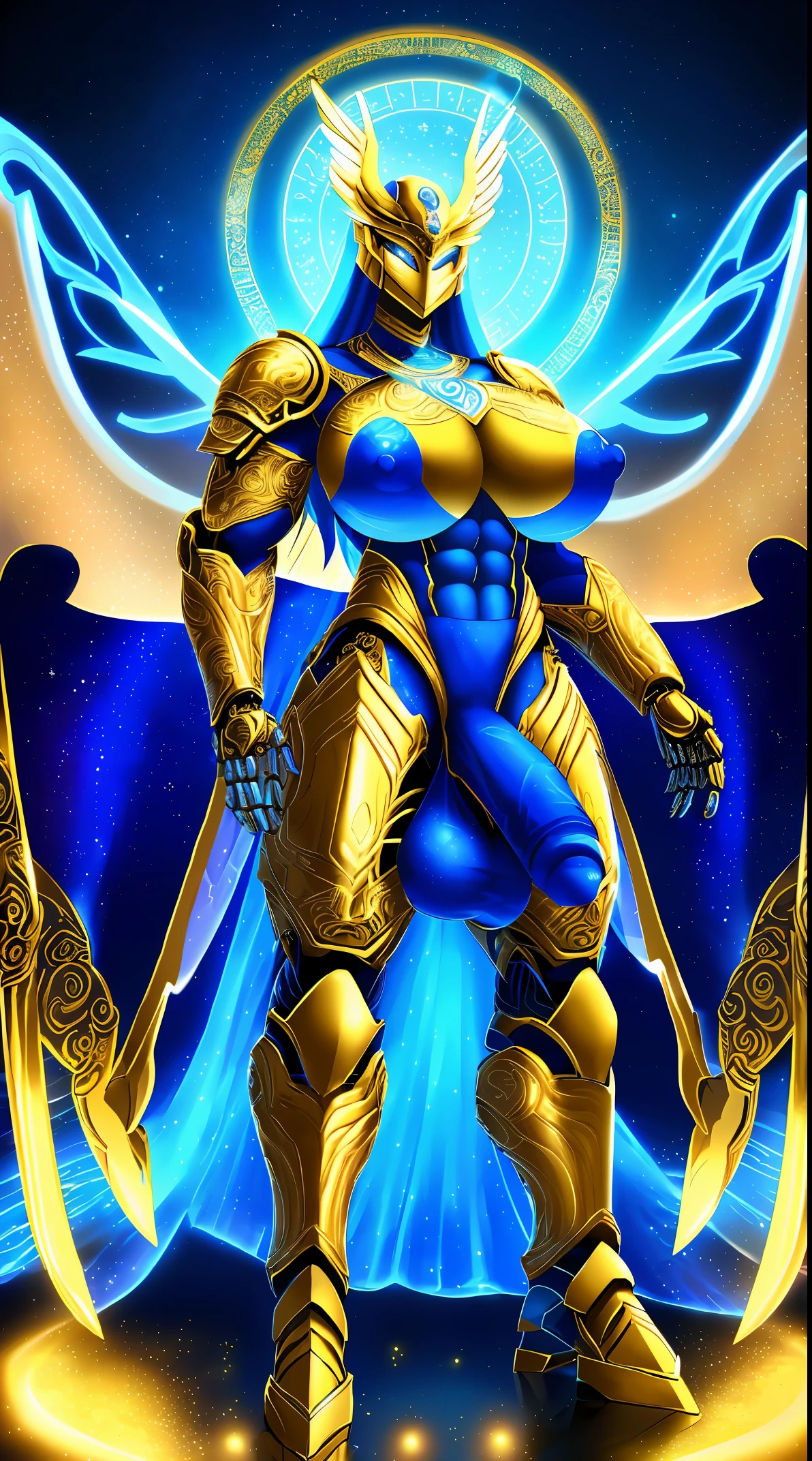 4k, High Resolution, Masterpiece, Best Quality, The World's Best Picture Quality Of Ultra-8k, Digital Drawings Photorealistic Drawing, [:( Facial Details: 1.2:0.2], Gleaming Armor, Ornate Engravings, Elaborate Patterns, Angelic Halo Emanating Soft Light, Glowing Cosmic Halo Surrounding The Goddess, Serene Expression With Radiant Eyes, Long-flowing Hair Cascading Down, Delicate Features On The Goddess' Face,(Beautiful Goddess), (Crysis 2 Nanosuit), (Big Muscles), (Solo), Muscular Arms, (Big Penis), (Large Penis), (Big Balls), (Saggy Balls), (Big Boobs), (Massive Boobs), (Erect Nipples), (Abs), (Muscular Thighs), (Thick Thighs), (Wide Hips), (Curvaceous Figure), (4 Legs), (Muscular Legs), (Colorful Exoskeleton), (Mechanical Wings: 1.5, Metal Wings: 1.4), Divine Armor, Engraving, Detailed Filigree, Intricate Patterns, Shimmering Light, Ethereal Beauty, Adorned With Gemstones, Heavenly Craftsmanship, Angelic Wings, Celestial Symbols, Radiating Power, Otherworldly Protection, Divine Aura, Majestic Presence, Regal And Awe-inspiring, Enchanting And Mesmerizing, Transcendent Splendor, Masterful Engravings, Divine Essence, Opulent And Resplendent, Intricate And Exquisite, Unparalleled Craftsmanship, Ethereal And Supernatural, Shimmering And Luminescent, Intricate Detailing, Celestial Engravings, Magnificent And Grand, Divine Radiance, Sacred And Majestic, Intricate Motifs, Celestial Glow, Heavenly Brilliance, Intricate Metallic Carvings, Celestial Elegance, Heavenly Luminescence, Divine Opulence, Enchanting Ornamentations, Cosmic Halo, Angel Halo, Heavy Armor, Extreme Cosmic Storm Style, Full Body, Translucent And Reflective Skin.