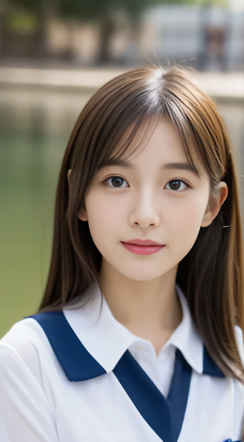 (((32ｋ,high detal,high-detail、​masterpiece,Attention to detail,full body Esbian,独奏))),Raw photo & realistic atmosphere,beautiful dark blue eyes,Detailed mouth,Glossy lips,Detailed eyebrows,Eyes drawn in detail with soft white skin that shines with every detail、Very beautiful eyes with azure eyes,Detailed lips、Very beautiful face,Very well-formed face、Lifelike face,shiny beautiful lips,Beautiful eyebrows,Infinite reality,Japan High School Uniform Best Design, Realistic Young Gravure Idol,Very cute high school girl, , japanese girl school uniform, Japanese high school  girl , Young gravure idols, Young Gravure Idol, Beautiful and cute１5 year old schoolgirl,the whole body is wet,dripping落ちる,with a flushed face,Tremendously beautiful１5-year-old girl,natural soft light、The body is dripping wet,Sheer clothing,Brown shiny hair,Hair is wet,Dripping water,dripping（bare-legged,,Wet and see-through white short sleeve shirt,summer clothing,Beautiful kind eyes,Looking at the camera：1.3）,(((youthfulness,Beautiful smooth legs,Exposed thighs,Gentle smile,small shapely breasts,Immature body,Sexy Uniforms,short-cut,The chest is open))),（Shot from the air,From directly above,photographed,Facing up,Lie on your back and float on the water,Look up,Spread your arms and legs,lying on your back with a large body,Sleep soundly on your back,Body floating on the surface of the water,Beautiful breasts coming out of the water：1.5）