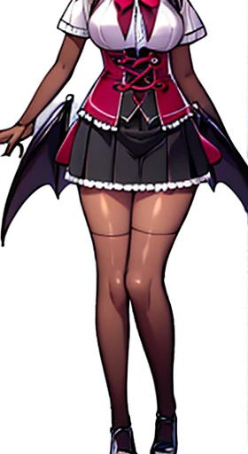 (((Best Quality))) , ((full body)), reference sheet, solo, (white background), horn, mini bat wings, demonic girl, skirt,