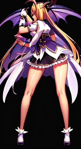 Cure happiness, skirt, Wrist cuff, shorts under skirt, boots, corruption, Hollow Eyes, Half closed eyes, Wicked Smile, There are no students, Crazy Smile, Open your mouth, 1 Girl, Dark Magical Girl,Black costume,Large Breasts(Huge breasts:1.8)