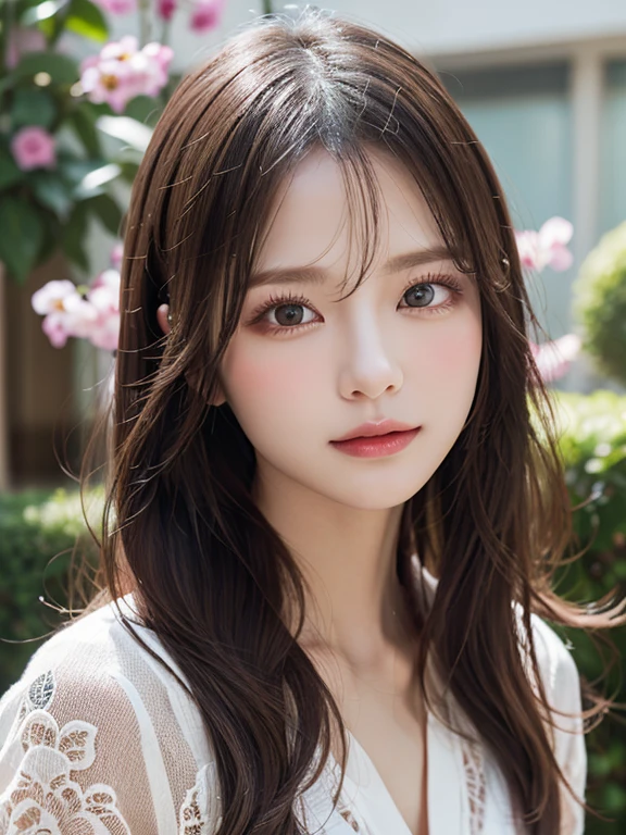 (Realistic, photo-Realistic:1.37), (masutepiece), (Best Quality:1.4), (超A high resolution:1.2),(Raw photo:1.2), 1girl、femele、Wavy black hair、shorth hair、bluntbangs、green colored eyes、pink  dress、flower bouquet,finely eye and detailed face、8k wallpaper、intricate-detail、BREAK、Kaleidoscope background、Symmetrical pattern、vivd colour、Geometric shapes、mesmerizing designs、optical illusion、Dynamic Composition BREAK、pantomime art、expressive body language、Quiet storytelling、evocative gestures、 visual narratives、Theater BREAK、blooming flowers、Multicolored petals、fragrant scents、nature's bounty、vibrant gardens、Tranquil landscape,full bodyesbian