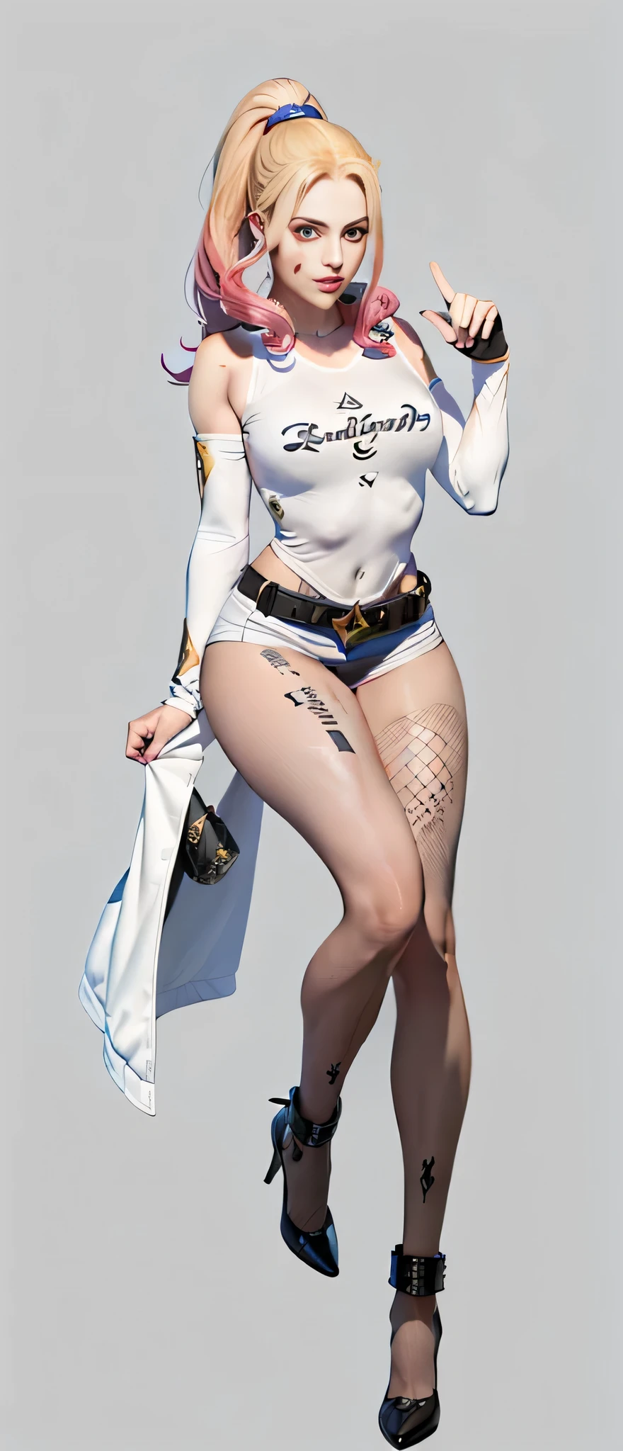Close-up of a woman in costume, concept art by Juan O'Gorman, CGSoation trend, under art, 《king of warriors》人物, fighting game character, hq render, As a Tekken character, cammy, Harley Quinn Station, chun - li, Chun-li, chun li, Charming Jill Valentine， (Best quality at best, 4K, 8K, A high resolution, tmasterpiece:1.2), Black leather set, high-heels, ultra - detailed, (actual, realistically, realistically:1.37), Conceptual artist style, (realistically:1.2), (EndlessReality), (tmasterpiece:1.2), (Best quality at best), (hyper-detailing), (8K, 4K, Complex),delicated face，Clear facial features，