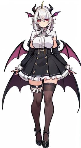 (((Best Quality))) , ((full body)), reference sheet, solo, (white background), horn, mini bat wings, succubus,