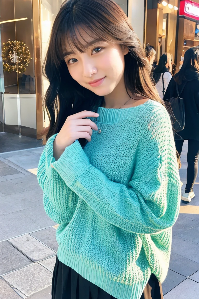 Beautiful girl wearing mall knit、14years、japanes、