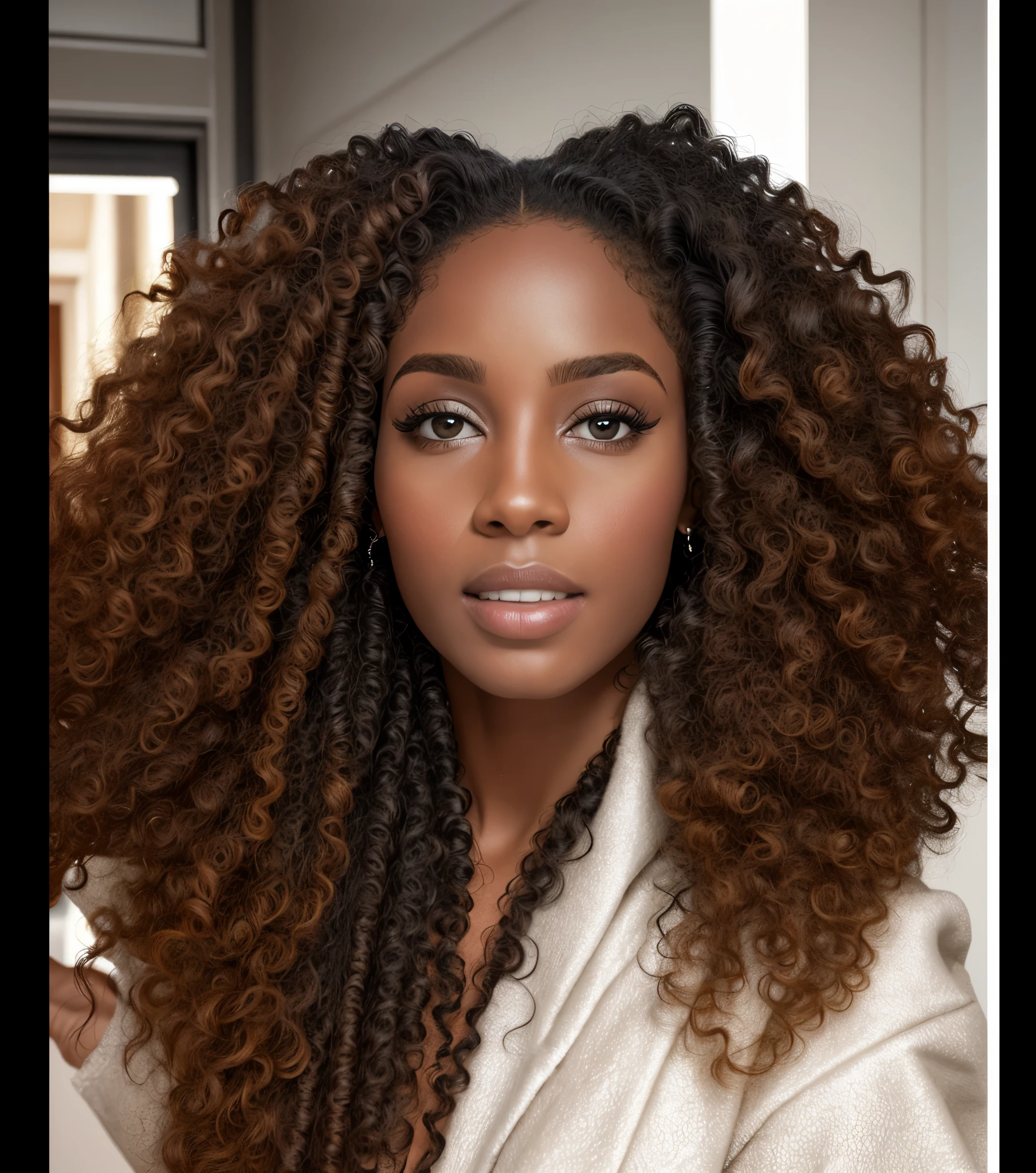 dark skin woman, (((dark skin))), megan, megantheestallion, photoshoot, photo headshot, photography studio background, detailed scenery, close up, 8k, high detail,