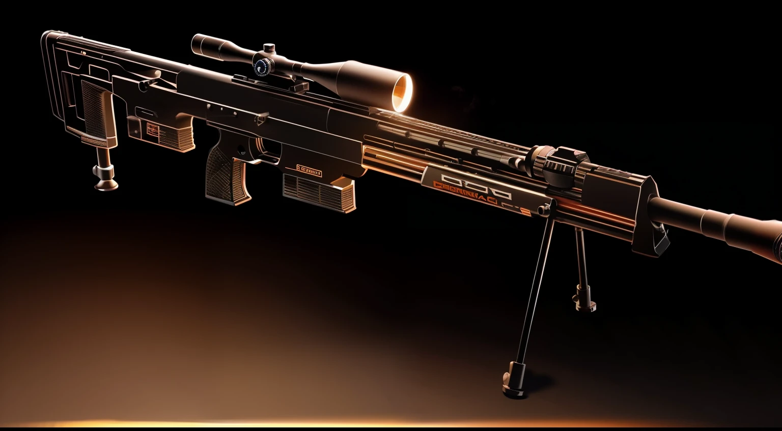 Picture of a scope on a tripod, realistic gun design, realistic gun, bolt action , Large-caliber sniper fire, , detailed 2d illustration, higher detailed illustrations, Long distance, Realistic weapons, Focus on the top, Vector line art, military weaponry, Sharp lines, Vector line art style, weapon design, vector drawing