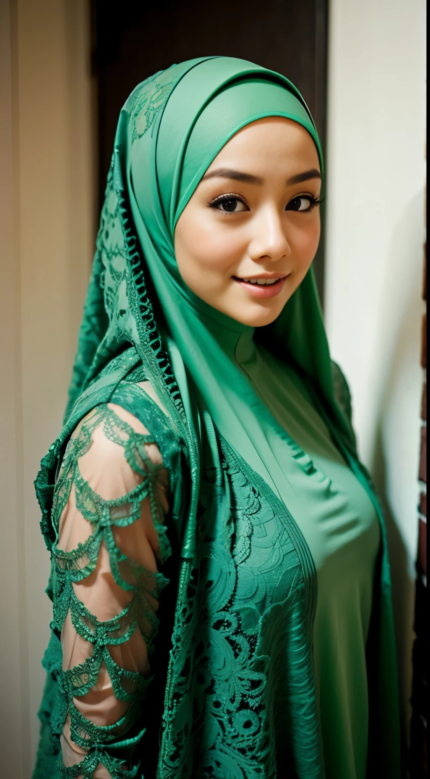 UNDRESS, BUTTS HOLE, ((HIJAB MALAY GIRL)), GREEN LACE