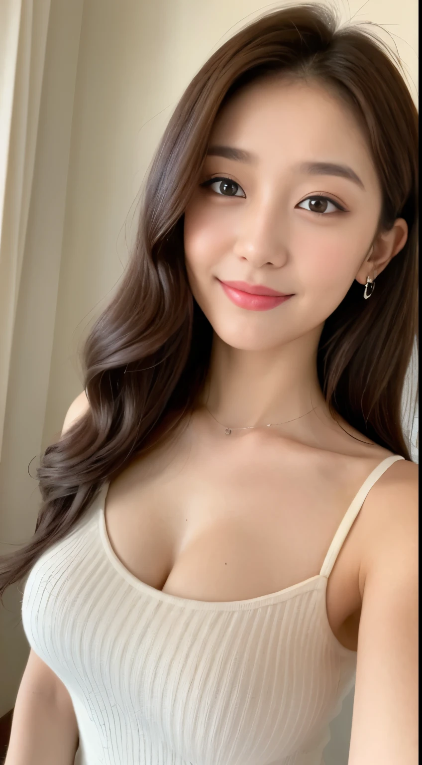 ((Best Quality, 8K, Masterpiece: 1.3)), 1girl, Slim Abs Beauty: 1.3, (Hairstyle Casual, Big Breasts: 1.2), Dress: 1.1, Super Fine Face, Delicate Eyes, Double Eyelids, Smile, Home