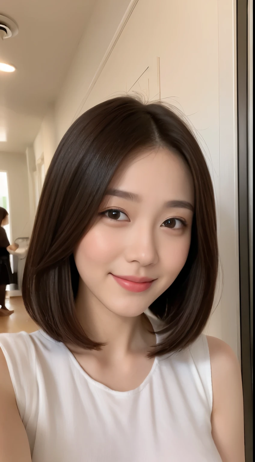 ((Best Quality, 8K, Masterpiece: 1.3)), 1girl, Slim Abs Beauty: 1.3, (Hairstyle Casual, Big Breasts: 1.2), Dress: 1.1, Super Fine Face, Delicate Eyes, Double Eyelids, Smile, Home