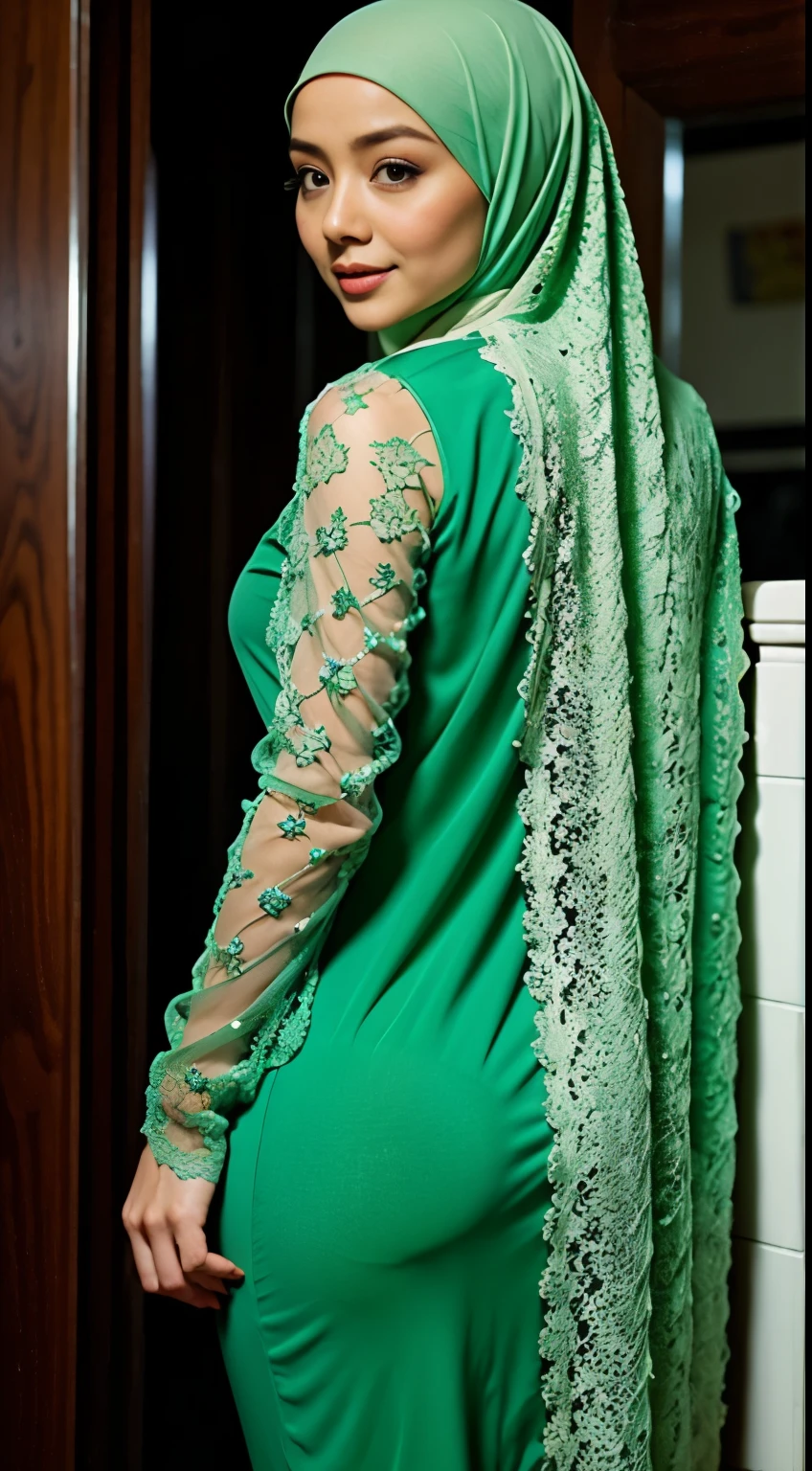 UNDRESS, BUTTS HOLE, ((HIJAB MALAY GIRL)), GREEN LACE