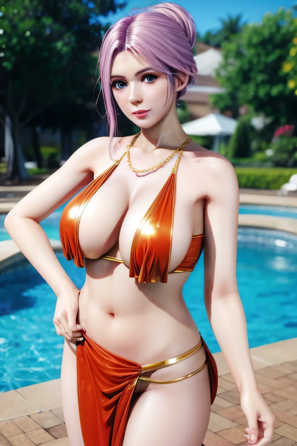 bird's eyes view,1 girl,Elise,(wearing sari),Tattooed with,(Glossy glossy skin:1.4),鎖骨,gigantic cleavage breasts,photography of, tmasterpiece, Best quality at best, 8K, HighDynamicRange, A high resolution, absurd res:1.2, Cordas Portela 400, filmgrain, vague background, bokeh:1.2, lens flare glow, (Vivid colors:1.2),full bodyesbian,