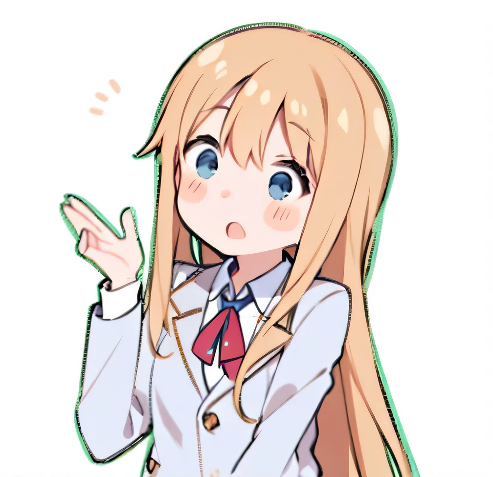 Chibi, Light blue jacket、simple background, don't change the pose
