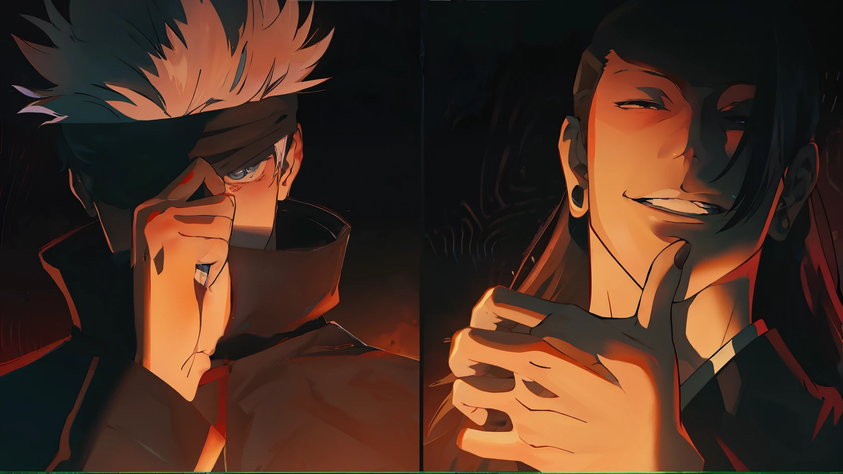 anime jujutsu kaisen, characters with different expressions and expressions in their faces, ufotable art style, jujutsu kaisen, guilty gear strive graphics, ninja scroll anime style, today's featured anime still, screenshot from the anime film, anime ninja scroll, trigger anime artstyle, style of red line anime movie, screenshot from black clover, metal gear solid anime