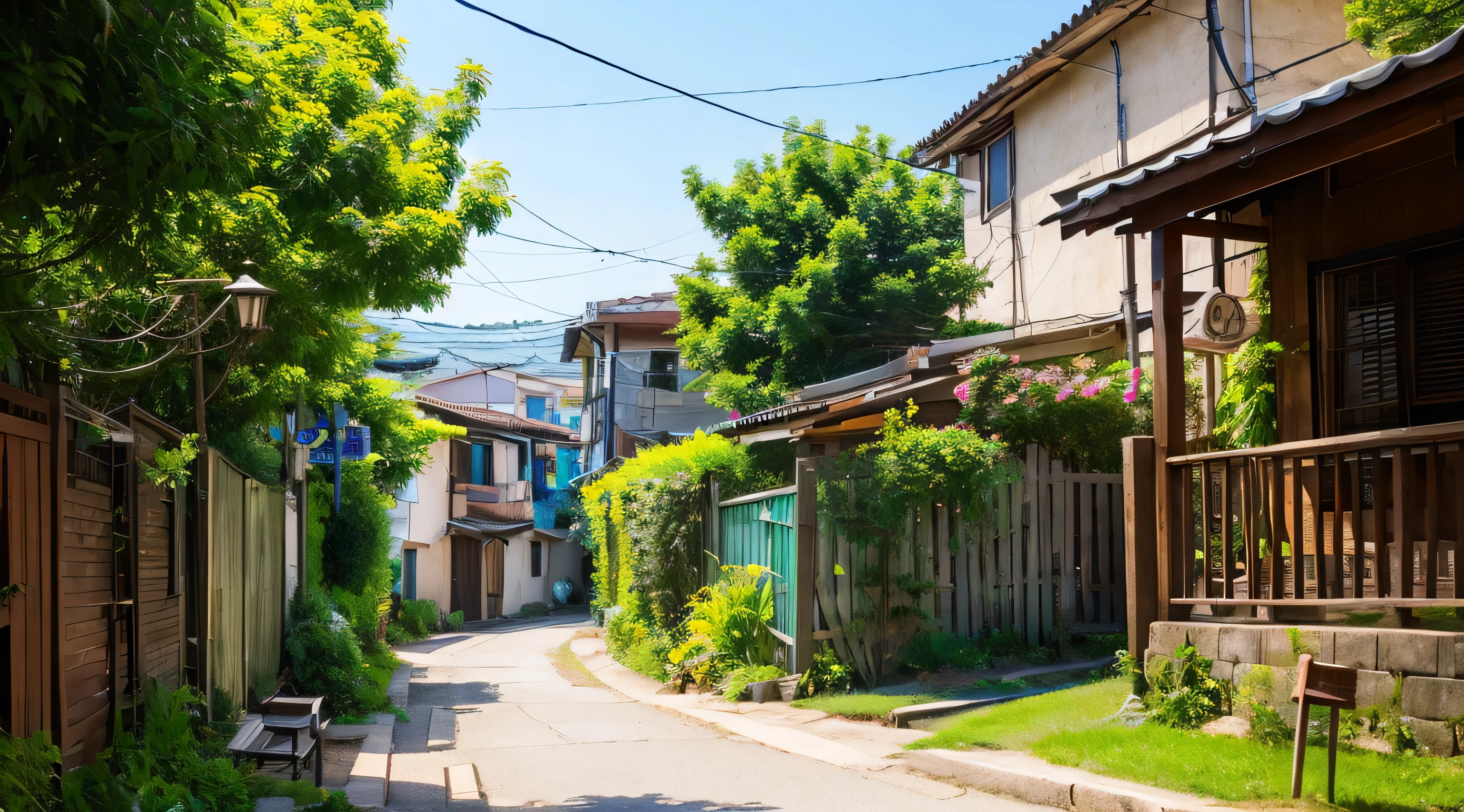Quiet residential area、peaceful daily life、idyllic scenery、high-level image quality