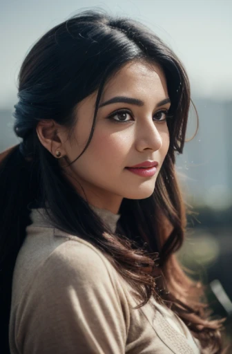Portrait of A confident-looking Indian woman with a bun of long and thick hair tied behind and covered with flowers, hazel eyes, dirty and wet seethrough clothes, a smile on the face, a lusty look, lying on muddy road in a village, d-cup breast, perfect composition, hyperrealistic, super detailed, 8k, high quality, trending art, trending on artstation, sharp focus, studio photo, intricate details, highly detailed, art by Greg Rutkowski