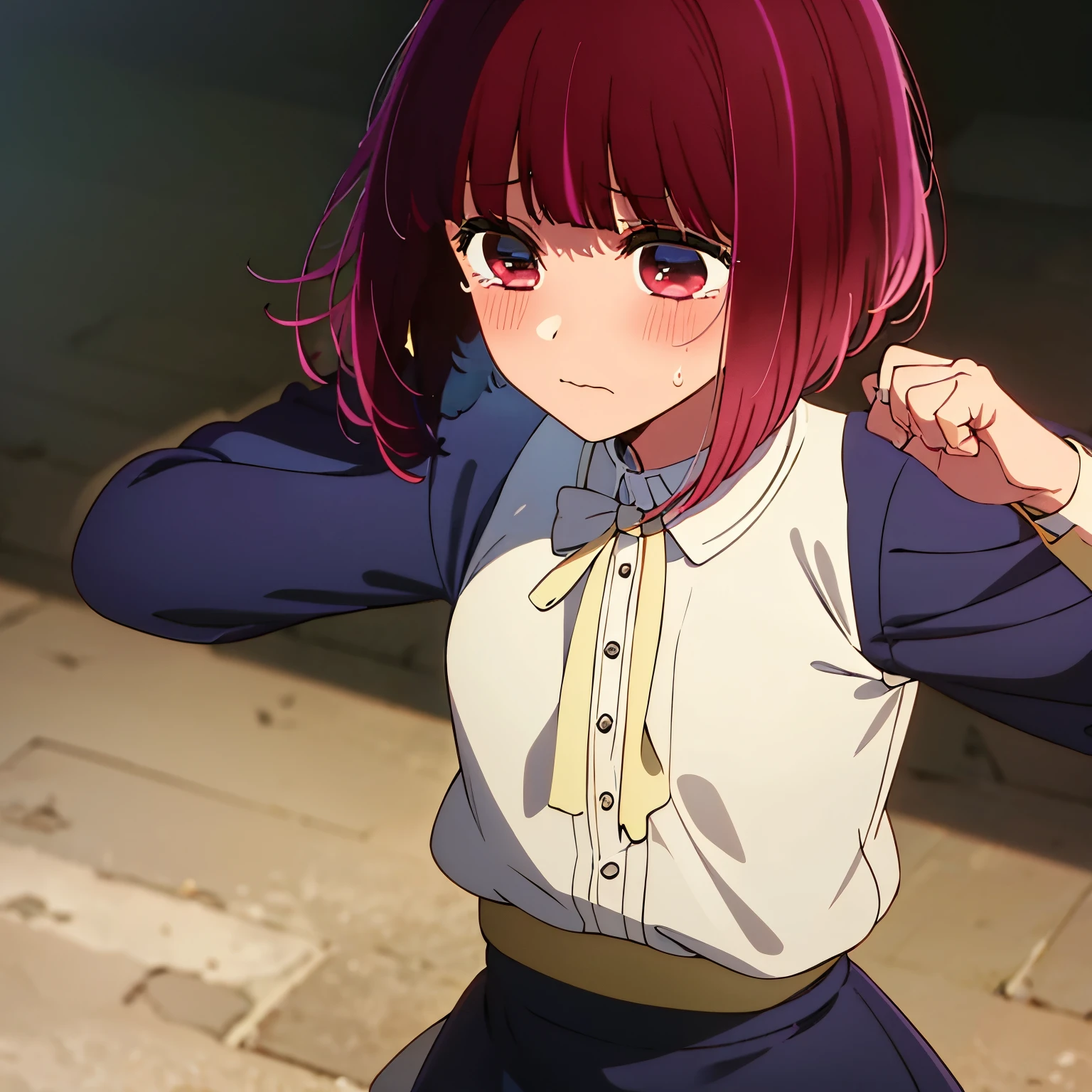 (masterpiece, best quality, highres),1girl,alone,good hands,good anatomy, arima kana \(oshi no ko\),
tears, crying, sorrow, sad, dark background,