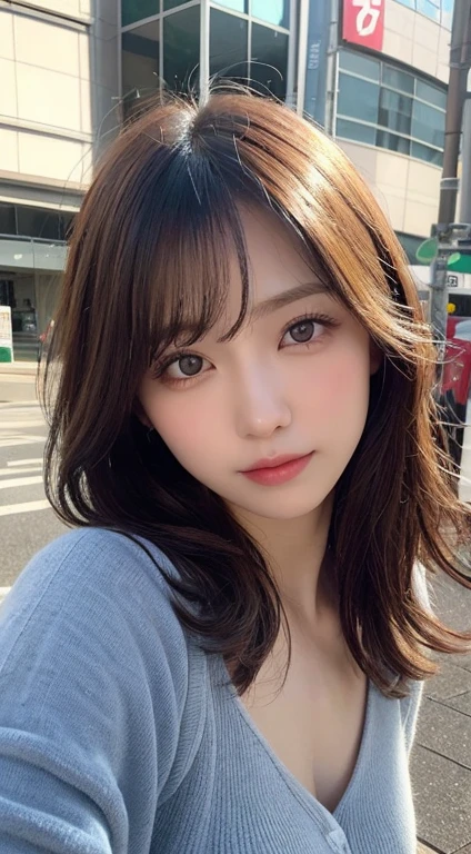 finely detail, hight resolution, hightquality、Perfect dynamic composition, Beautiful detailed eyes, Medium Hair, small tits、Natural Color Lip,Kamimei、Shibuya、a 25 year old girl、1 persons、Transparent skin、Glowing hair、masutepiece, Best Quality, Illustration, Ultra-detailed, finely detail, hight resolution, 8K、The correct state of the human body、crouching down、Gravure Model Pose,Hair soaring in the wind