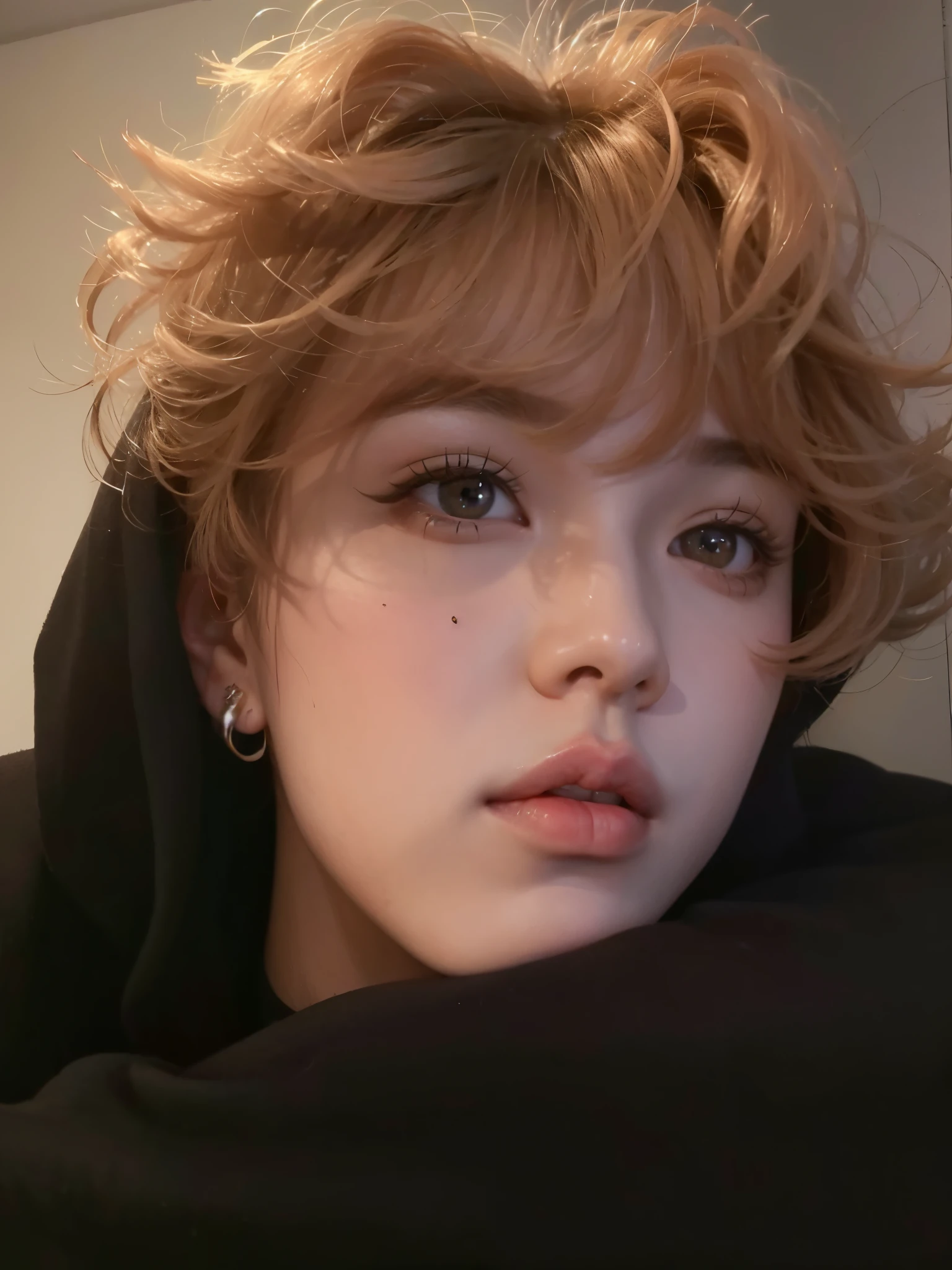 Un primer plano de una persona con un piercing en la nariz, Jimin\Nariz griega de, Jimin\labios regordetes, Cai Xukun, Ulzzang masculino, Jimin\swollen right eyelid, 1 7 years - child of thin face age, accurate Jimin face, Kim Doyoung, Jinyoung Shin, Taejune Kim, Wan adorable cara coreana, jungkook