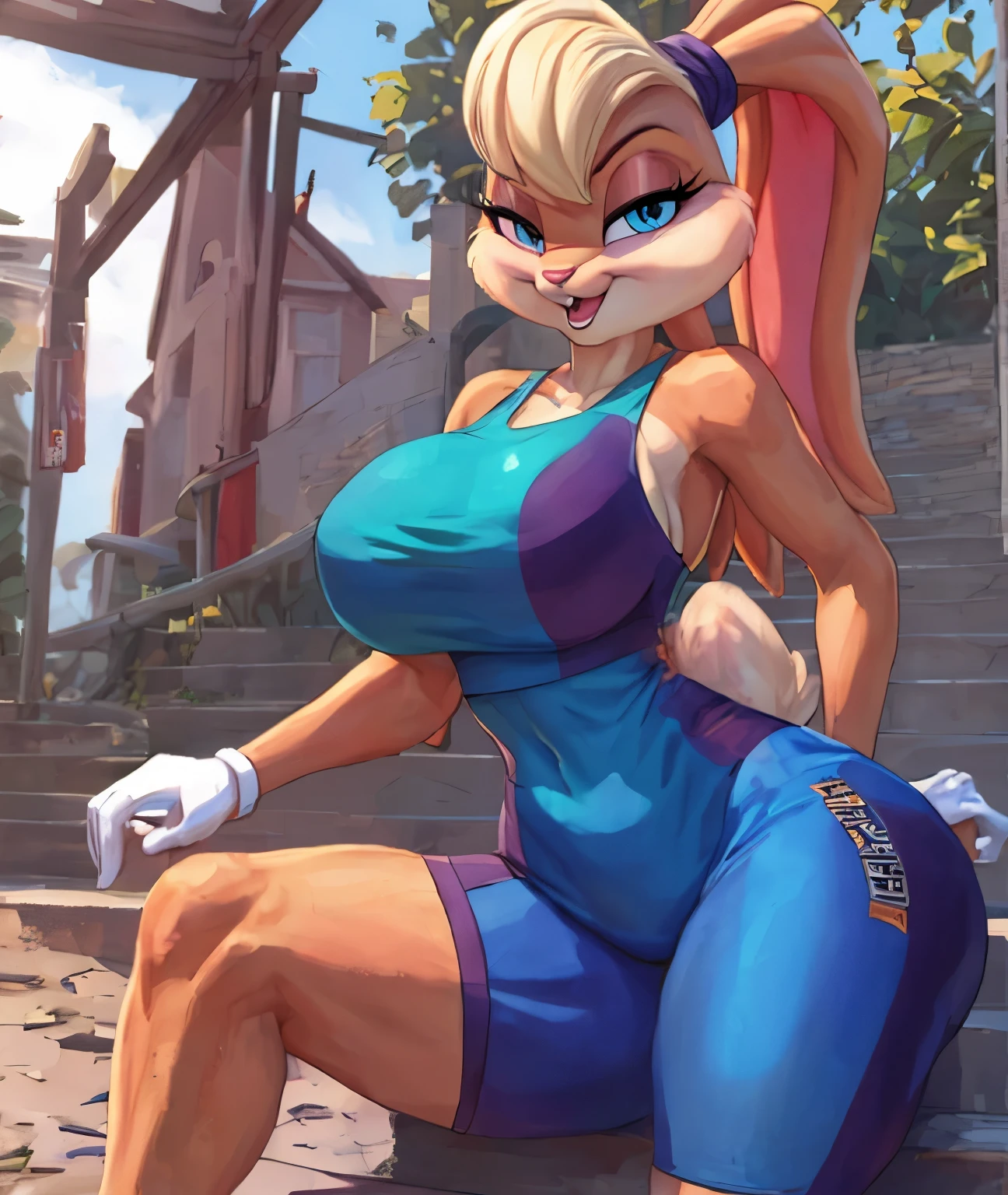 Lola bunny, tight clothes, big breasts