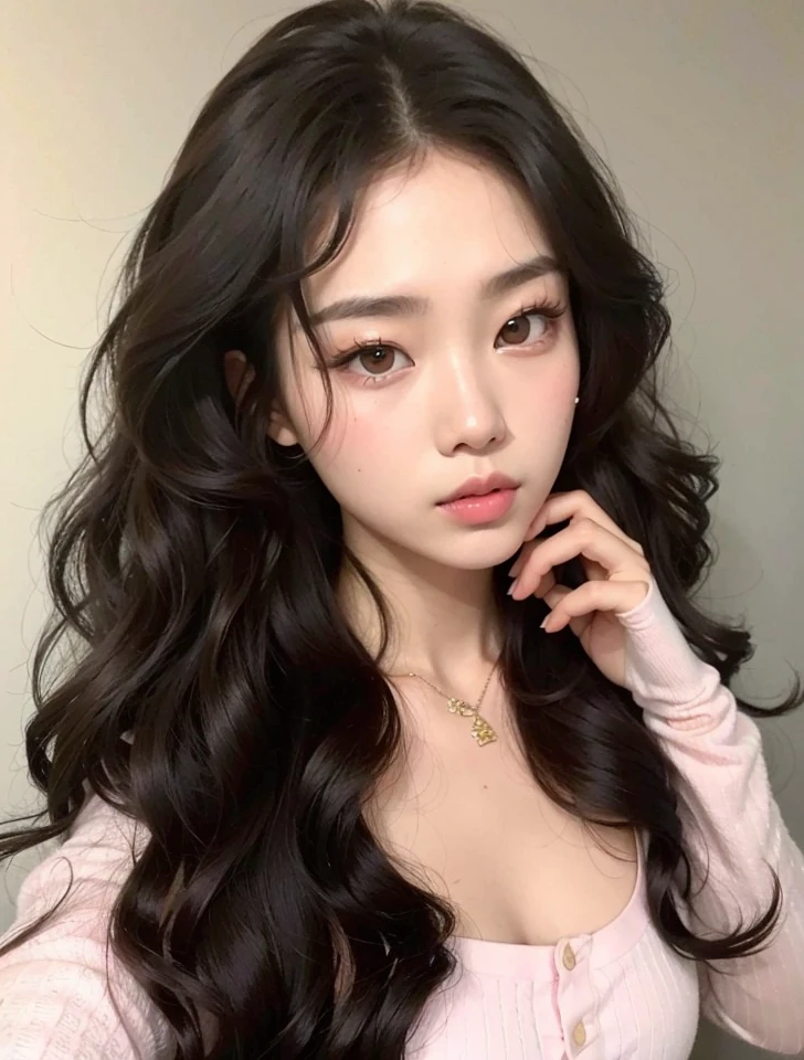 Un primer plano de una mujer con el pelo largo que lleva una camisa rosa, ulzzang, Blackpink Jennie, Chica coreana, Hermosa joven coreana, Hermosa joven coreana, Joven y adorable rostro coreano, Hermosa mujer surcoreana, maquillaje coreano popular, Wan adorable cara coreana, maquillaje popular de Corea del Sur, Rasgos de la cara coreana, beautiful asian girl, Jinyoung Shin, Beautiful aesthetic face