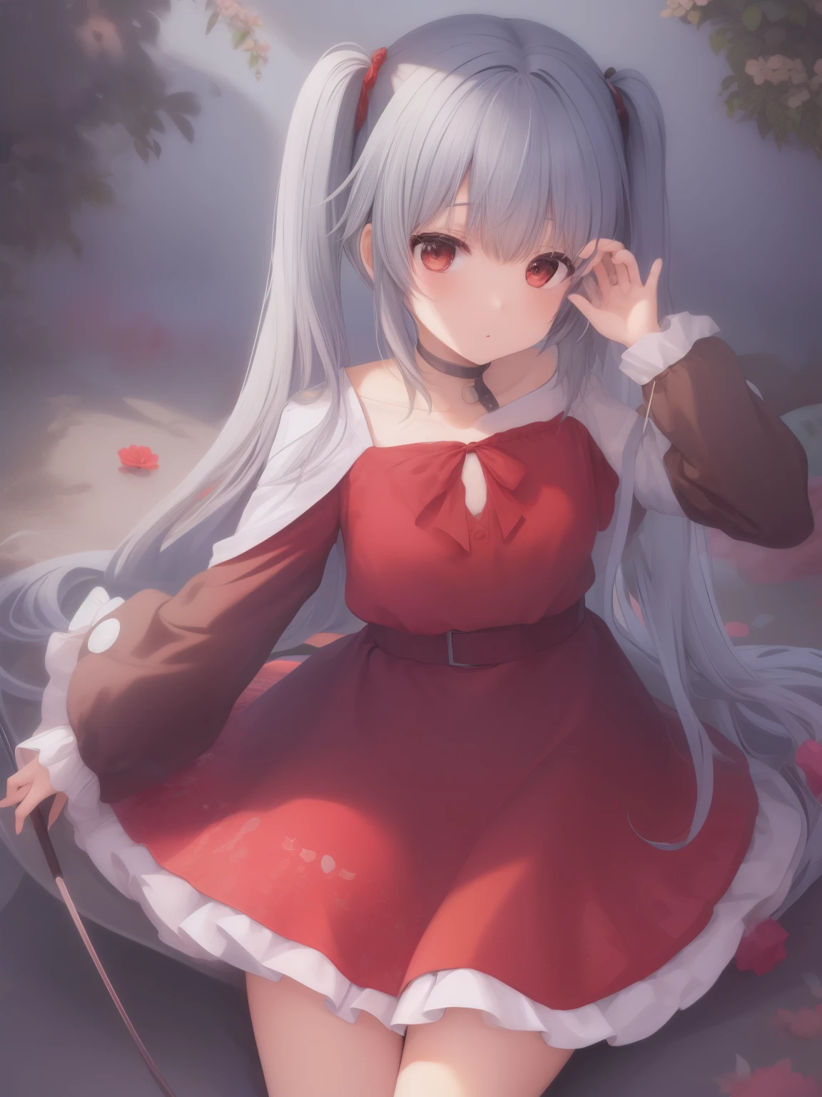 (capa, folha de rosto:1.3), Megumin, twintails, cabelo castanho, cabelo curto,, ombros nus, saia preta, mangas pretas, mangas destacadas, camisa ciano, enfeite de cabelo, (envergonhado:1.1), vestindo roupa da Hatsune Miku, quarto em gochuumon wa usagi desu ka? estilo, Nostalgic