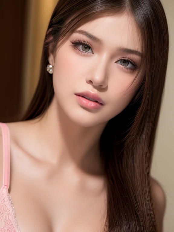 Top quality, realistic, very detailed, very delicate and beautiful, RAW photos, lying in the living room, professional lighting, face lighting, depth of field, single focal, whole body, small head, facial mix of liza soberano and alexandra daddario,(((big)), fashion girl, real face, real skin, detailed eyeashionable hairstyle: 1.3) dynamic pose, viewer, detailed face and chest look, announcer, full body photo, Put on sexy pink micro bikini and spread your crotch,